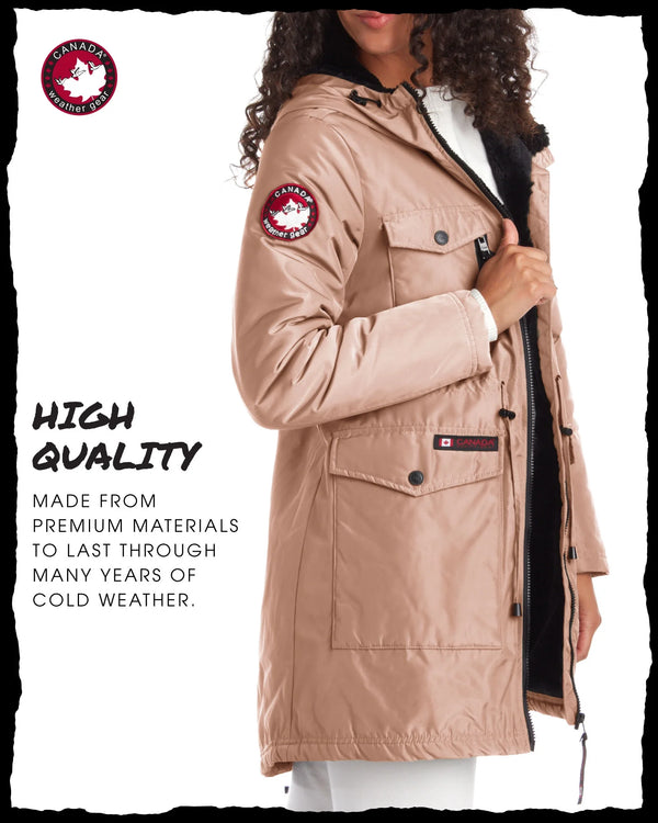 Womens Winter Coat – Heavyweight Sherpa Lined Anorak Parka (S-XL)