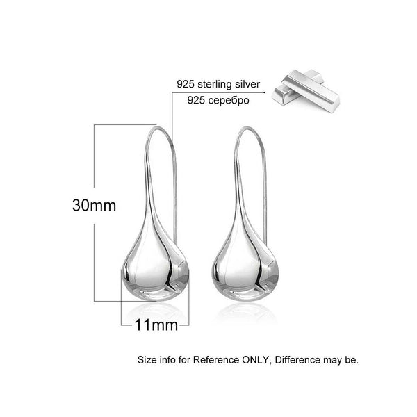 Intensity Tear Drop Hook Earrings Solid 925 Sterling Silver