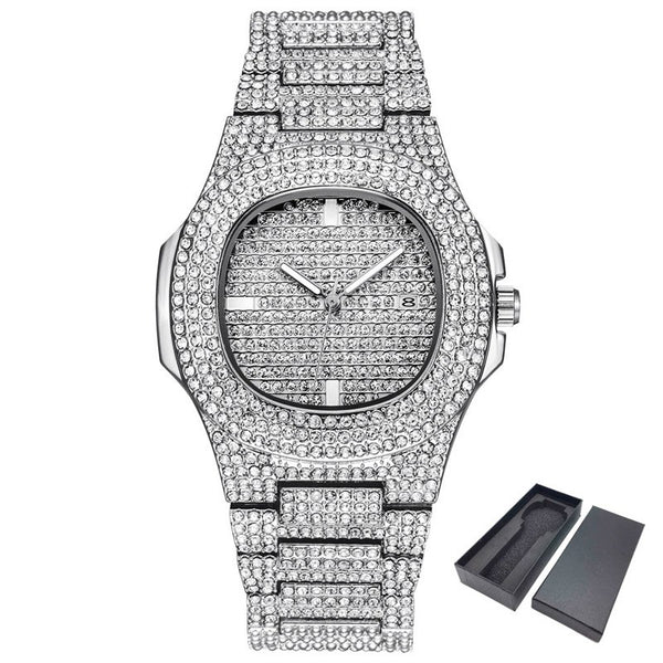 Color: G - Dropshipping ICE-Out Bling Diamond Luxury Watch Men Gold Hi