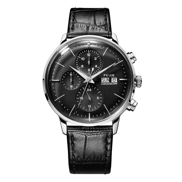 Color: Black Belt - Men's Mechanical Waterproof Automatic Hollow Mechanical Watch