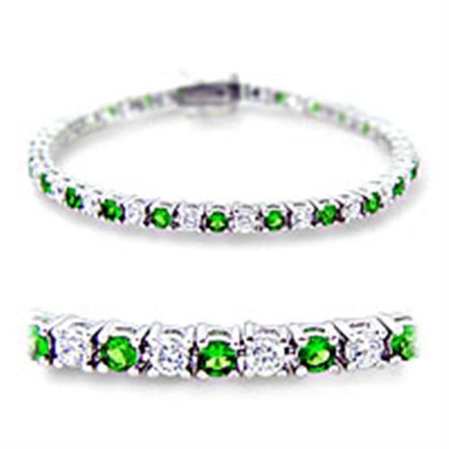 Rhodium Brass Bracelet with Synthetic Spinel in Emerald