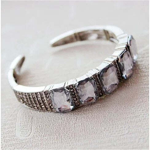 Majestic Diamond Crystal Open Ended Bracelet