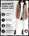 Womens Winter Coat – Heavyweight Sherpa Lined Anorak Parka (S-XL)