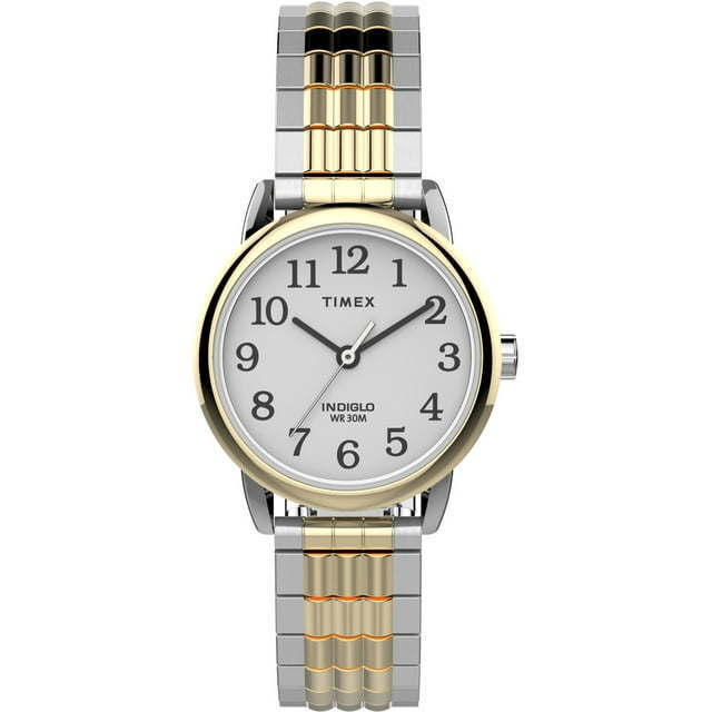 Timex Women's Easy Reader 25mm Perfect Fit Watch - Two-Tone Case White Dial with Two-Tone Expansion Band