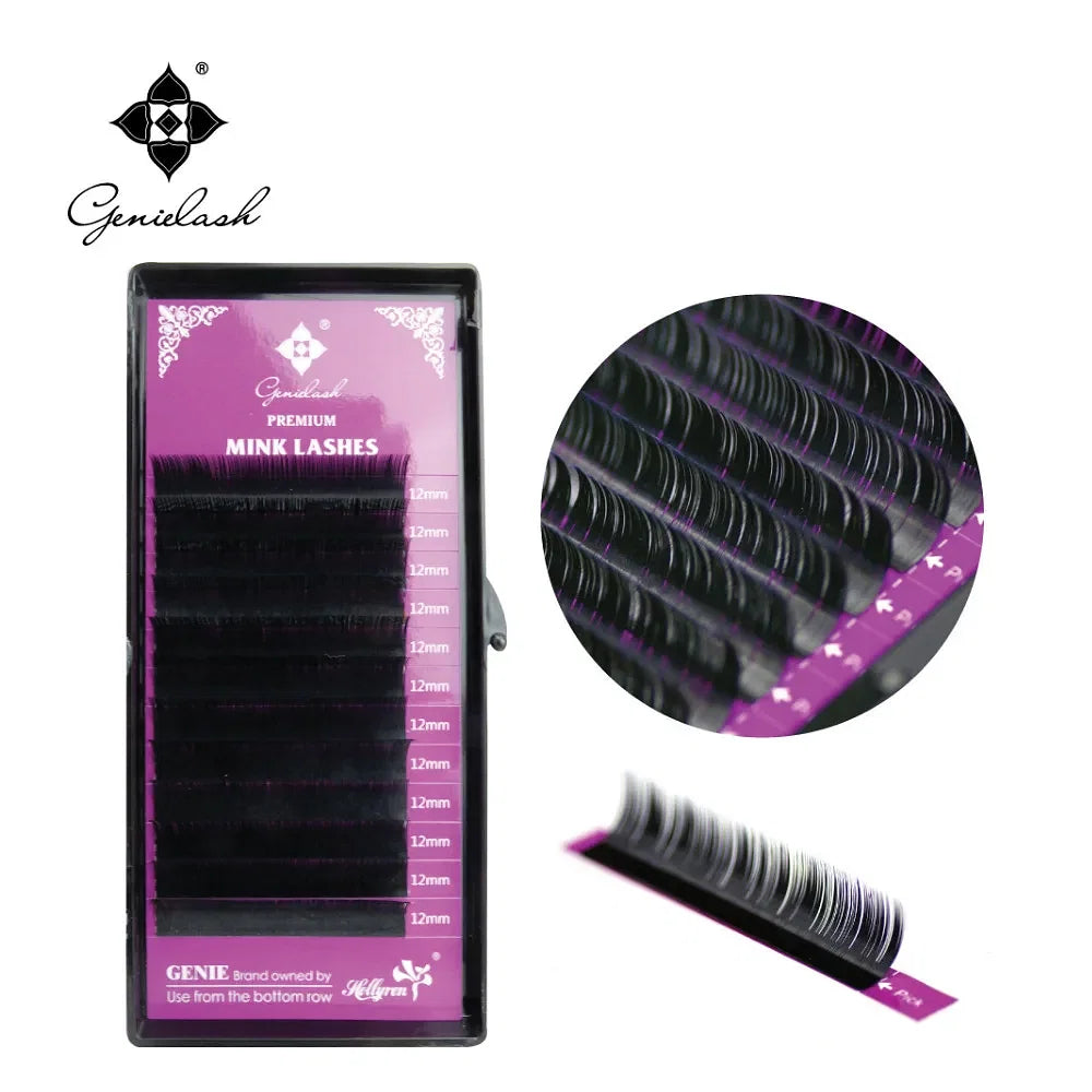 Curl: D, Thickness: 0.05mm, Length: 8mm - Genie 20pcs/lot All Sizes Mink individual lash Extensions hybrid set volume eyelash extensions mega volume individual eyelashes