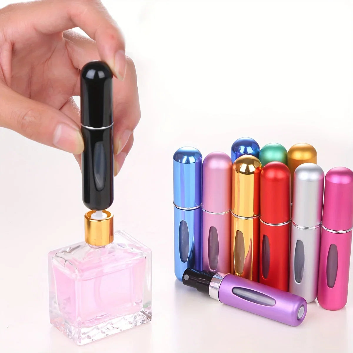 Color: plum - 5ml Perfume Refill Bottle Portable Mini Refillable Spray Jar Scent Pump Empty Cosmetic Containers Atomizer for Travel Tool Hot