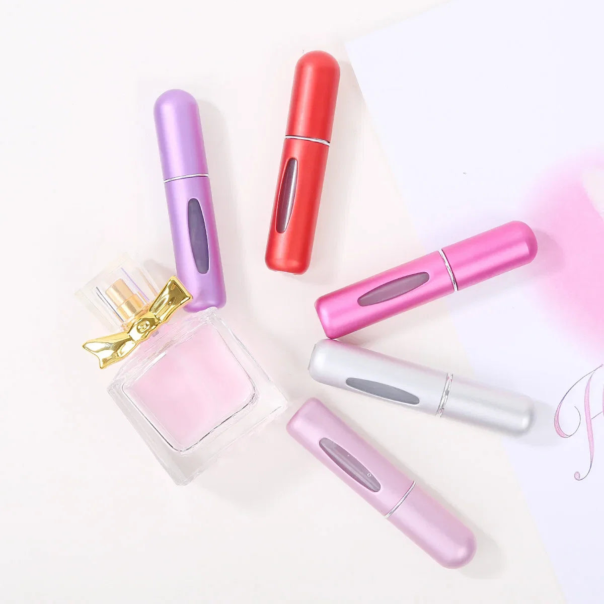 Color: plum - 5ml Perfume Refill Bottle Portable Mini Refillable Spray Jar Scent Pump Empty Cosmetic Containers Atomizer for Travel Tool Hot