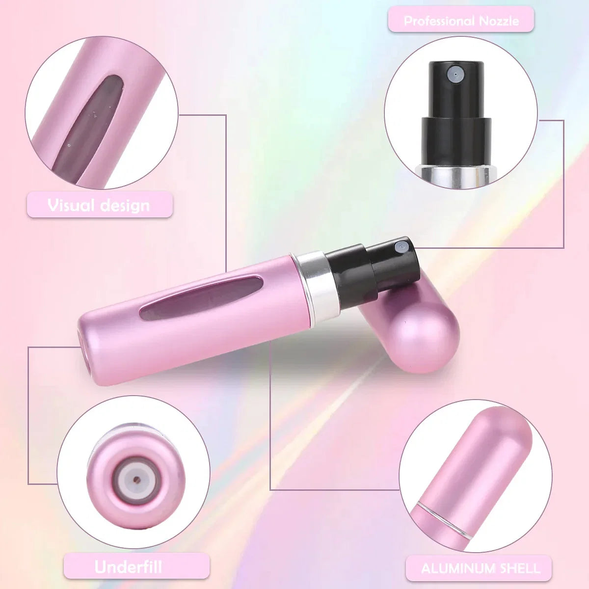 Color: plum - 5ml Perfume Refill Bottle Portable Mini Refillable Spray Jar Scent Pump Empty Cosmetic Containers Atomizer for Travel Tool Hot